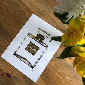 Chanel No. 5 Paris 24K Gold Print Art